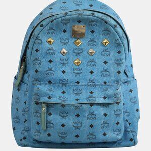 BEAUTIFUL MCM Munchen Blue Leather Studded & Jewel Encrusted Luxury Backpack Bag